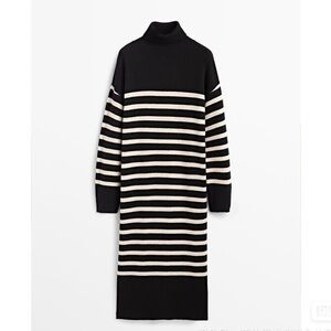Massimo Dutti Striped Black and White Women's Sweater Dress